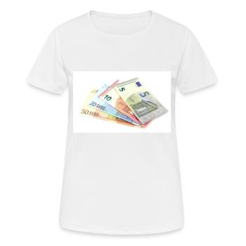 Argent. Billets en euros - T-shirt respirant Femme - blanc - Devant - AI Model Female 172 dark (172cm)