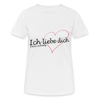 Ich liebe dich mit Herz und Kosenamen: dein Schatz - Frauen T-Shirt atmungsaktiv - Weiß - Vorne - AI Model Female 172 dark (172cm)