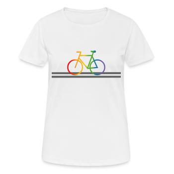 Strasse Regenbogen Fahrrad - Frauen T-Shirt atmungsaktiv - Weiß - Vorne - AI Model Female 172 dark (172cm)