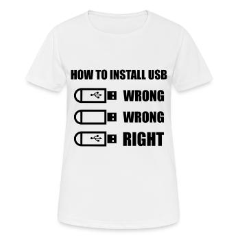 Comment installer USB - T-shirt respirant Femme - blanc - Devant - AI Model Female 172 dark (172cm)