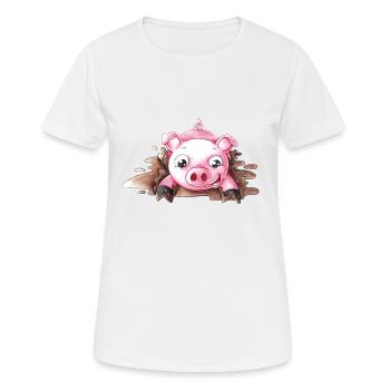 Splashing cartoon piggy - Women's Breathable T-Shirt - white - Front - AI Model Female 172 dark (172cm)