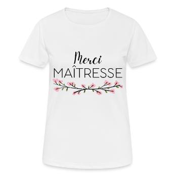 Merci maîtresse - T-shirt respirant Femme - blanc - Devant - AI Model Female 172 dark (172cm)