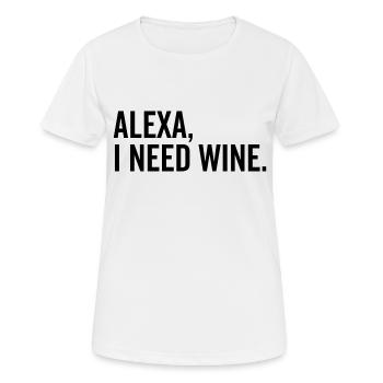 Alexa Ich brauche Wein - Frauen T-Shirt atmungsaktiv - Weiß - Vorne - AI Model Female 172 dark (172cm)
