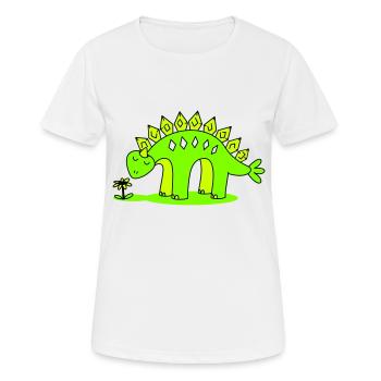 Little Dino smelling a flower - Women's Breathable T-Shirt - white - Front - AI Model Female 172 dark (172cm)
