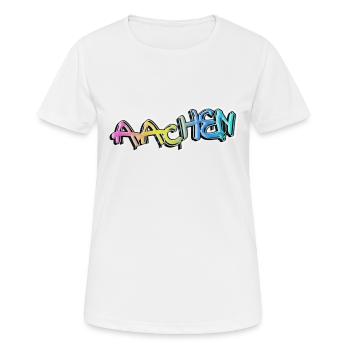 Aachen Deutschland Stadt Graffiti Spray Sprayer - Frauen T-Shirt atmungsaktiv - Weiß - Vorne - AI Model Female 172 dark (172cm)