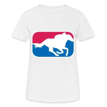 Rennpferd reiten Reitsport Pferde lustige Geschenk - Frauen T-Shirt atmungsaktiv - Weiß - Vorne - AI Model Female 172 dark (172cm)