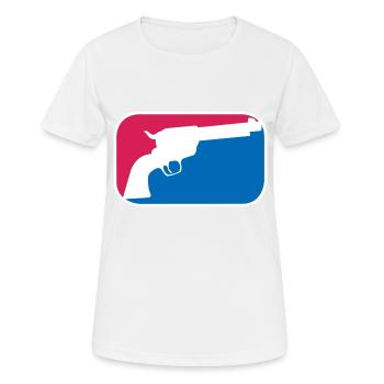 Revolver Pistole Cowboy Knarre lustige Geschenk - Frauen T-Shirt atmungsaktiv - Weiß - Vorne - AI Model Female 172 dark (172cm)