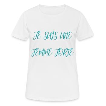 JE SUIS UNE FEMME FORTE - T-shirt respirant Femme - blanc - Devant - AI Model Female 172 dark (172cm)