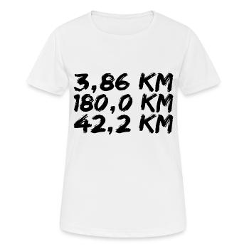 3,6 km 180 km 42,2 km Triathlon Ultra Fitnesstendance - T-shirt respirant Femme - blanc - Devant - AI Model Female 172 dark (172cm)