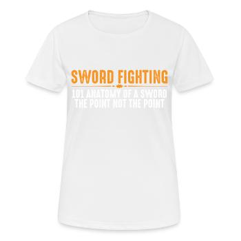 Combat à l’épée 101 Anatomie d’une épée 8 - T-shirt respirant Femme - blanc - Devant - AI Model Female 172 dark (172cm)