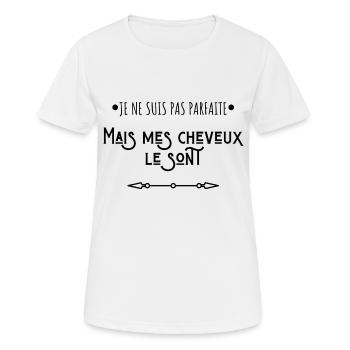Je ne suis pas parfaite mes cheveux le sont - T-shirt respirant Femme - blanc - Devant - AI Model Female 172 dark (172cm)