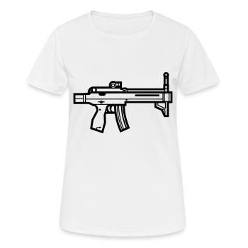 Mitraillette - T-shirt respirant Femme - blanc - Devant - AI Model Female 172 dark (172cm)