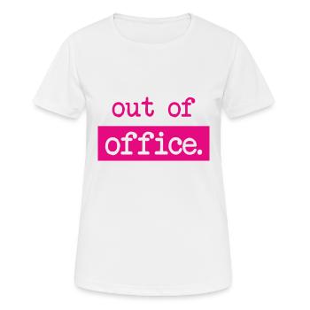 out of office - Nicht im Büro - ausserhaus - Women's Breathable T-Shirt - white - Front - AI Model Female 172 dark (172cm)