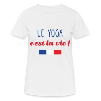 Le Yoga c'est la vie ! - T-shirt respirant Femme - blanc - Devant - AI Model Female 172 dark (172cm)