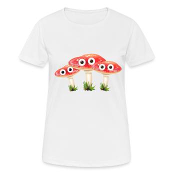 mushroom family,mushrooms, family, fungus,toadstools - Women's Breathable T-Shirt - white - Front - AI Model Female 172 dark (172cm)