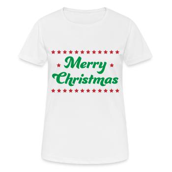 Merry Christmas Sterne gruen rot - Frauen T-Shirt atmungsaktiv - Weiß - Vorne - AI Model Female 172 dark (172cm)