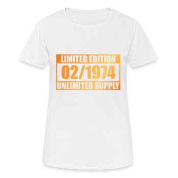 Édition limitée 50e anniversaire - ꝏ Approvisionnement 02/1974 - T-shirt respirant Femme - blanc - Devant - AI Model Female 172 dark (172cm)