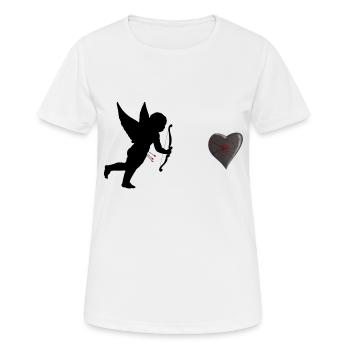 cupidon et un cœur touché - T-shirt respirant Femme - blanc - Devant - AI Model Female 172 dark (172cm)