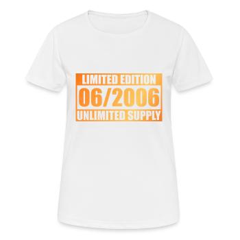 Édition Limitée 18ème Anniversaire - ꝏ Approvisionnement 06/2006 - T-shirt respirant Femme - blanc - Devant - AI Model Female 172 dark (172cm)
