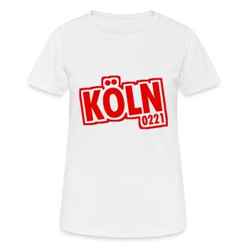 Cologne - 0221 - Ville de la cathédrale - Rhin - Cathédrale de Cologne - T-shirt respirant Femme - blanc - Devant - AI Model Female 172 dark (172cm)