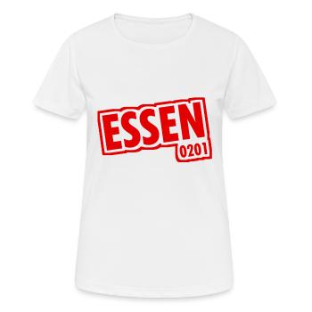 Essen - 0201 - Indicatif régional - Slogan - T-shirt respirant Femme - blanc - Devant - AI Model Female 172 dark (172cm)