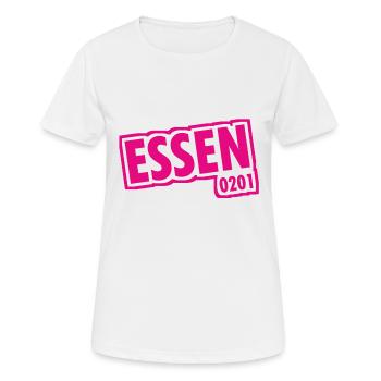 Essen - 0201 - Indicatif régional - Slogan - T-shirt respirant Femme - blanc - Devant - AI Model Female 172 dark (172cm)