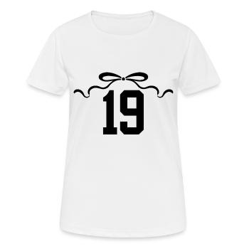 Numéro 19 noeud - 19e anniversaire - T-shirt respirant Femme - blanc - Devant - AI Model Female 172 dark (172cm)