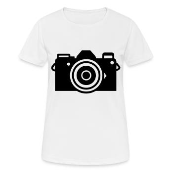 Kamera - Frauen T-Shirt atmungsaktiv - Weiß - Vorne - AI Model Female 172 dark (172cm)