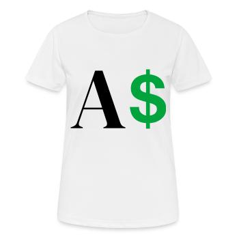 Dollar-Buchstabe - Frauen T-Shirt atmungsaktiv - Weiß - Vorne - AI Model Female 172 dark (172cm)