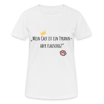 Mein Chef ist ein Tyrann aber flauschig - Frauen T-Shirt atmungsaktiv - Weiß - Vorne - AI Model Female 172 dark (172cm)