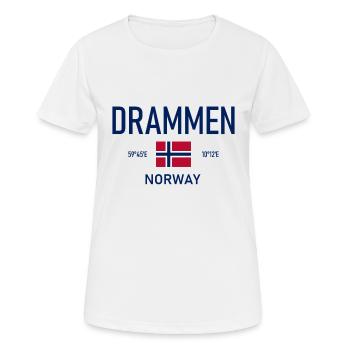 Drammen - Norwegen - Koordinaten - Flagge - Frauen T-Shirt atmungsaktiv - Weiß - Vorne - AI Model Female 172 dark (172cm)