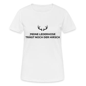 Lederhose - Frauen T-Shirt atmungsaktiv - Weiß - Vorne - AI Model Female 172 dark (172cm)