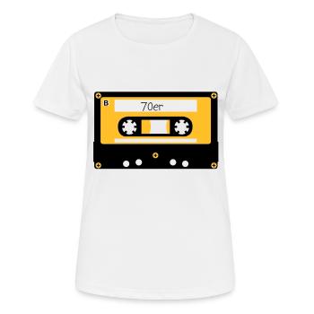 Kassette 70er - Frauen T-Shirt atmungsaktiv - Weiß - Vorne - AI Model Female 172 dark (172cm)
