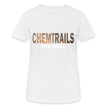 Théorie du complot des Chemtrails Géo-ingénierie - T-shirt respirant Femme - blanc - Devant - AI Model Female 172 dark (172cm)