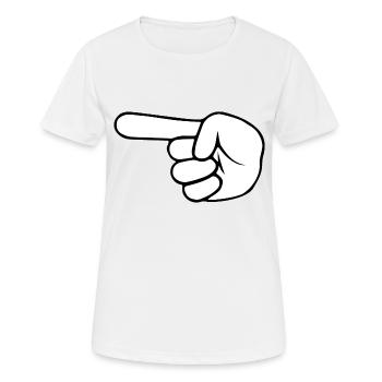 Doigt de la main gauche | Noir / Blanc - T-shirt respirant Femme - blanc - Devant - AI Model Female 172 dark (172cm)