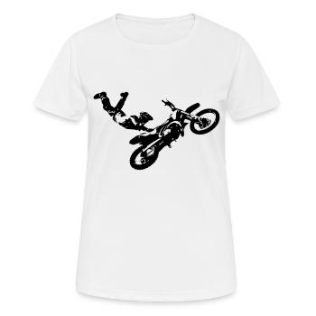 Motocross Sprung - Frauen T-Shirt atmungsaktiv - Weiß - Vorne - AI Model Female 172 dark (172cm)
