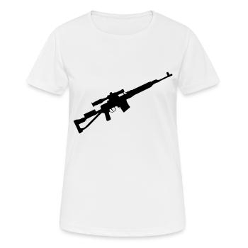 Scharfschütze Sniper Gewehr - Frauen T-Shirt atmungsaktiv - Weiß - Vorne - AI Model Female 172 dark (172cm)