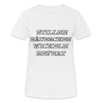 Parents Baby - Breastfeeding, Peasants, Wrapping, Repeat - Women's Breathable T-Shirt - white - Front - AI Model Female 172 dark (172cm)