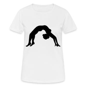 bruecke boden fitness spagat gymnastik frau yoga s - Frauen T-Shirt atmungsaktiv - Weiß - Vorne - AI Model Female 172 dark (172cm)