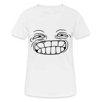 cartoon grinsen lustig gesicht kopf augen mund zae - Frauen T-Shirt atmungsaktiv - Weiß - Vorne - AI Model Female 172 dark (172cm)