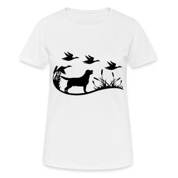 Labrador mit Schilf und Enten - Frauen T-Shirt atmungsaktiv - Weiß - Vorne - AI Model Female 172 dark (172cm)