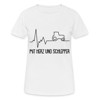mit herz und schlepper - Frauen T-Shirt atmungsaktiv - Weiß - Vorne - AI Model Female 172 dark (172cm)
