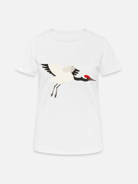 Kranich - Frauen T-Shirt atmungsaktiv - Weiß