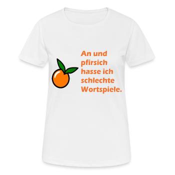 Je hais les mauvais jeux de mots - T-shirt respirant Femme - blanc - Devant - AI Model Female 172 dark (172cm)