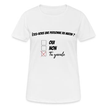 Pas du matin - T-shirt respirant Femme - blanc - Devant - AI Model Female 172 dark (172cm)