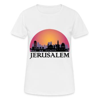 Jerusalem Skyline - Israel Reisen - Frauen T-Shirt atmungsaktiv - Weiß - Vorne - AI Model Female 172 dark (172cm)