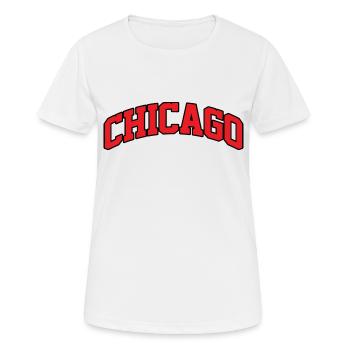 Chicago Logo: College-Design mit urbanem Stil - Frauen T-Shirt atmungsaktiv - Weiß - Vorne - AI Model Female 172 dark (172cm)