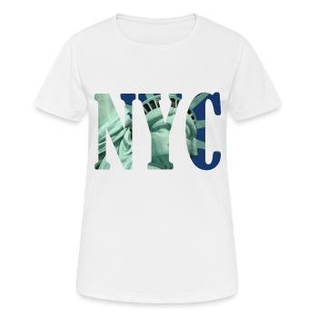 NYC Typografie mit Freiheitsstatue - Frauen T-Shirt atmungsaktiv - Weiß - Vorne - AI Model Female 172 dark (172cm)