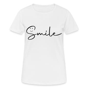 smile script - Women's Breathable T-Shirt - white - Front - AI Model Female 172 dark (172cm)