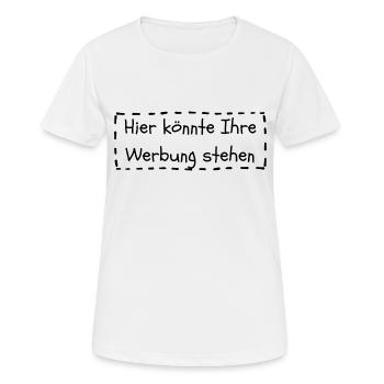 Hier könnte Ihre Werbung stehen - Frauen T-Shirt atmungsaktiv - Weiß - Vorne - AI Model Female 172 dark (172cm)